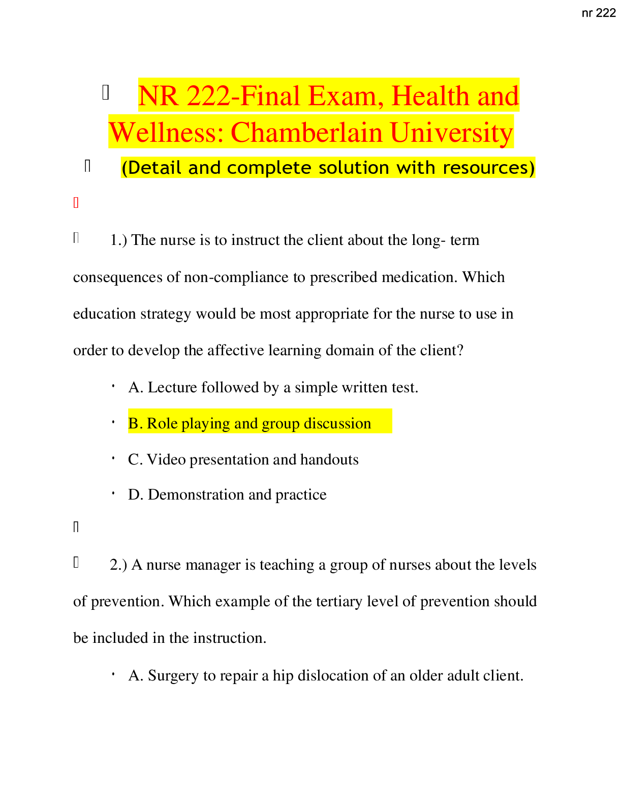 Preview image for NR 222 Final Exam 2021.
